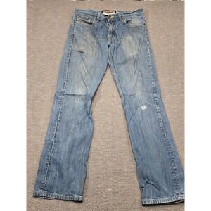 Levis 514 Slim Straight Mens Jeans 32x32 Blue Denim 100% Cotton Distressed 05217
